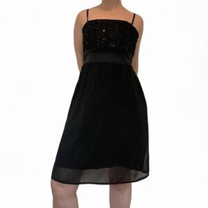 black mini dress with sequins